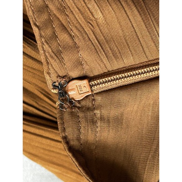 Vtg Felicia & Co. Bronze Pleated A-Line Midi Skirt Tiered Hem Y2K Formal Sz 12 - Picture 8 of 8